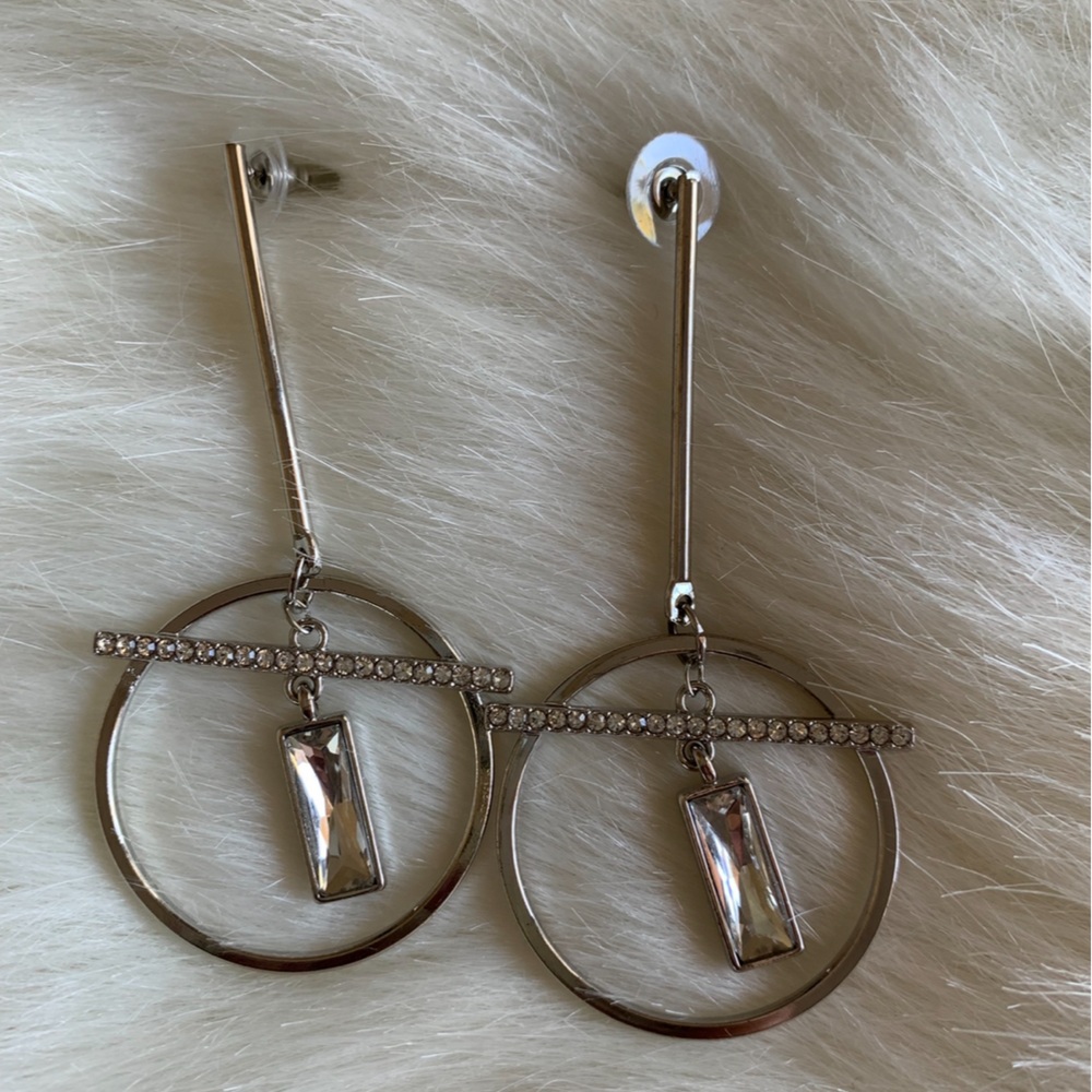 Elegant Silver Jewel Drop Earrings